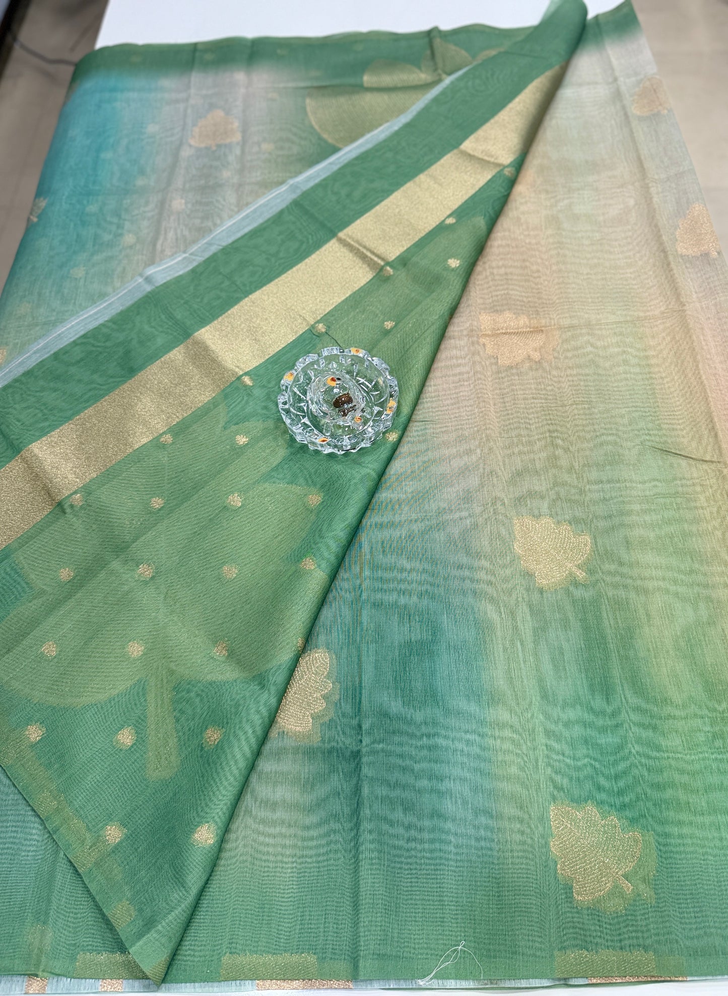 Soft Handloom style Silk Saree with Zari Leaf Weaving and Gradient Shading – Festive Wear Saree for Women