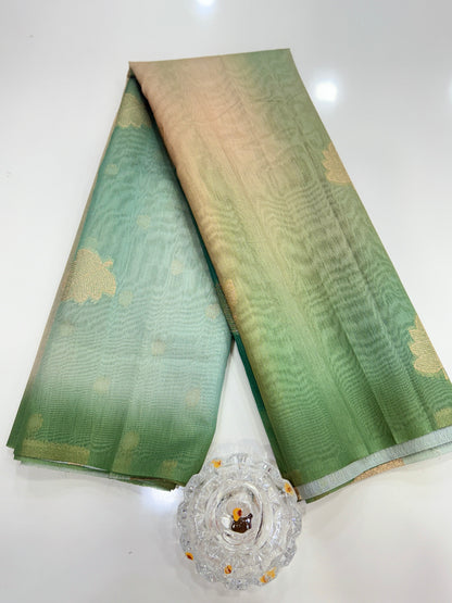 Soft Handloom style Silk Saree with Zari Leaf Weaving and Gradient Shading – Festive Wear Saree for Women