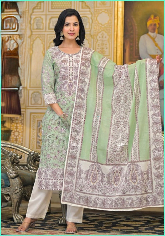 Cotton Digital Print Suit Set for Women with Sequence Work and Dupatta – Premium Ethnic Wear