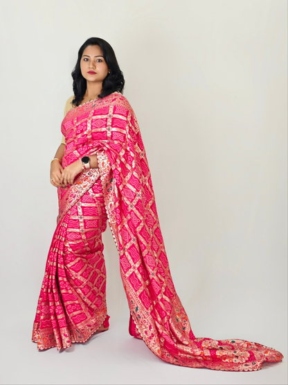 Meenakari Majesty : Bhandej Bliss - 10% Off and Free Shipping