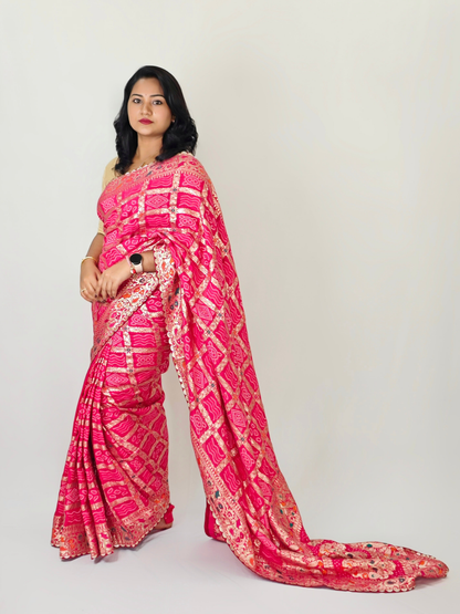 Meenakari Majesty : Bhandej Bliss - 10% Off and Free Shipping