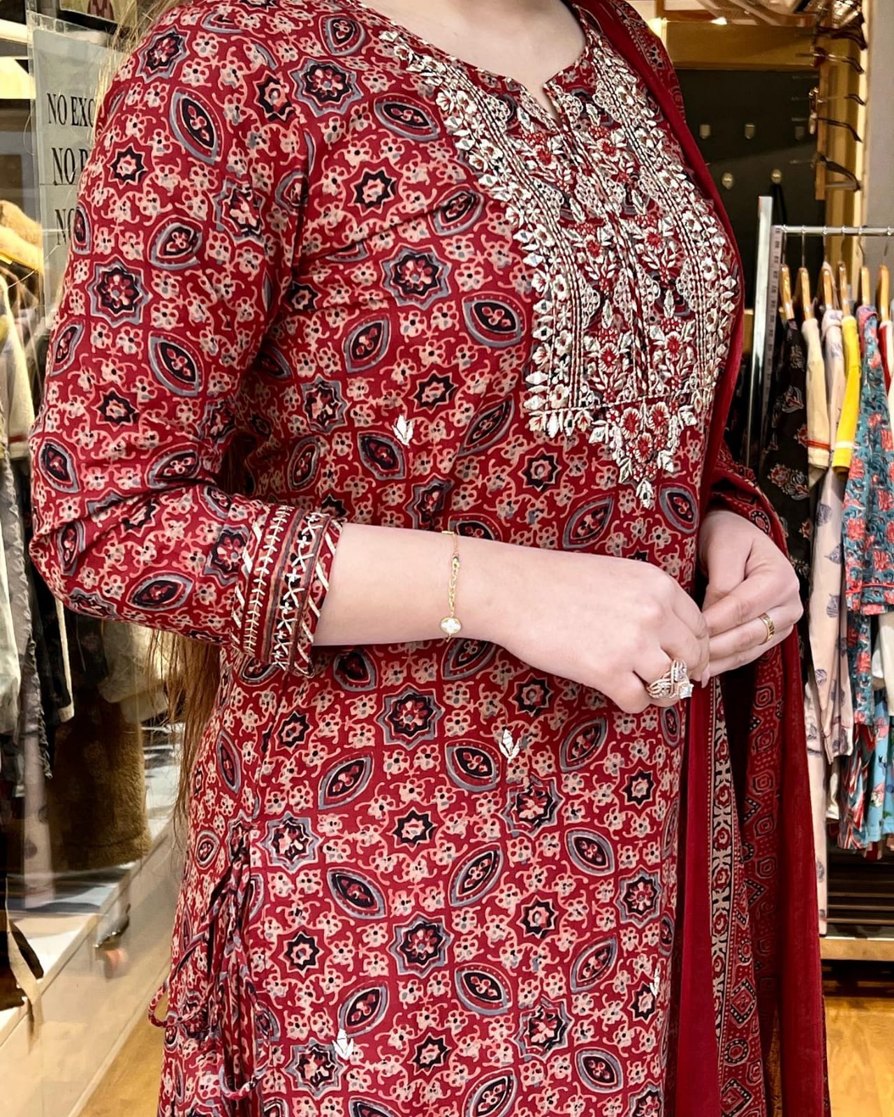 Royal Jaipuri Charm: Kurti, Sharara, Dupatta Set for Timeless Elegance