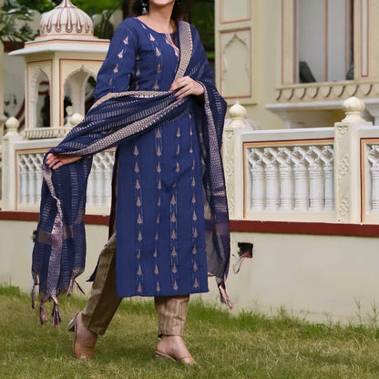 Chanderi Cotton Kurti 3PC set