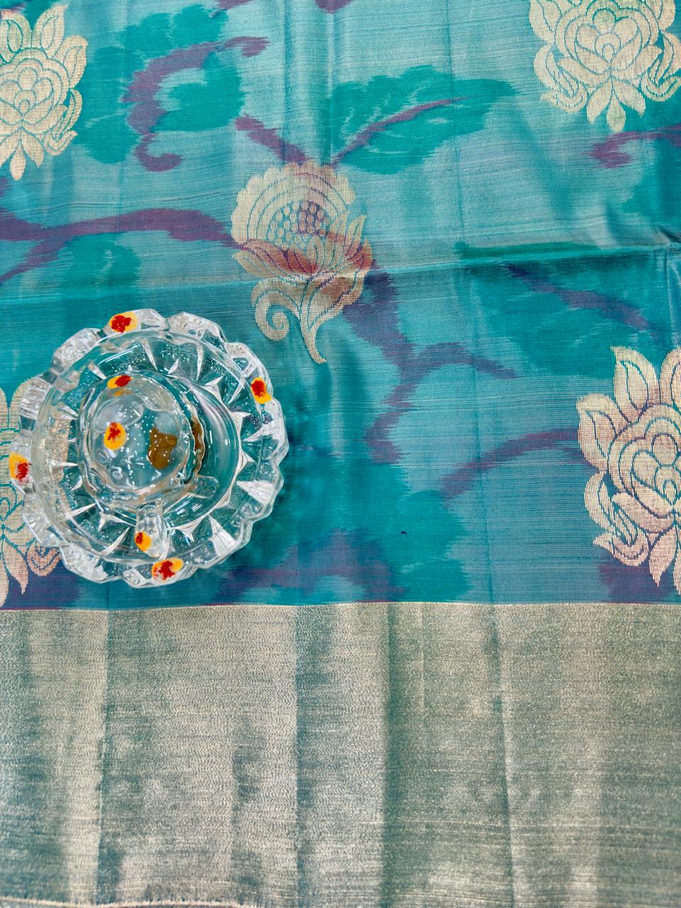 Pochampalli Printed Silk Saree with Satin Border and Blouse – Powerloom Weave for Women