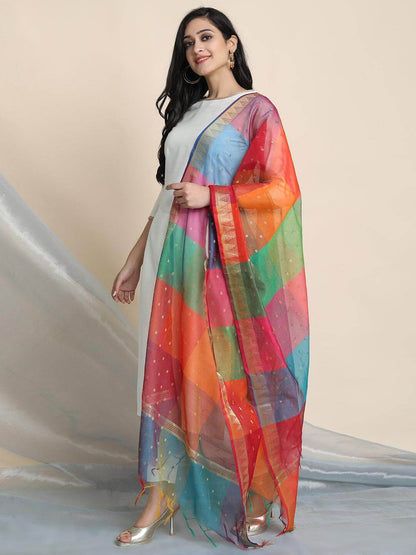 ANGEL WHITE SILK 3PC SET RAINBOW DUPATTA 268
