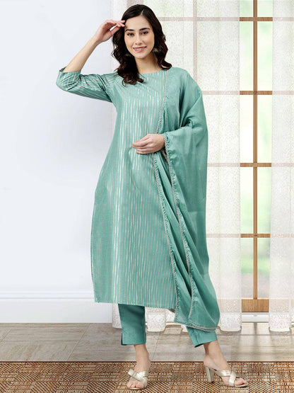 GREEN SILK KURTI WITH PANT AND DUPATTA S320JA