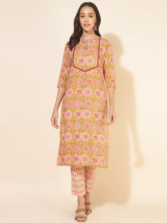 STRAIGHT KURTI WITH PANT FLORAL 897/JC