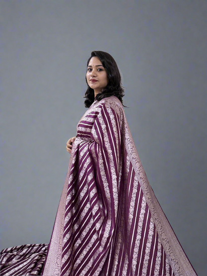 Handloom Banarasi Mashru Khaddi Katan Silk Saree