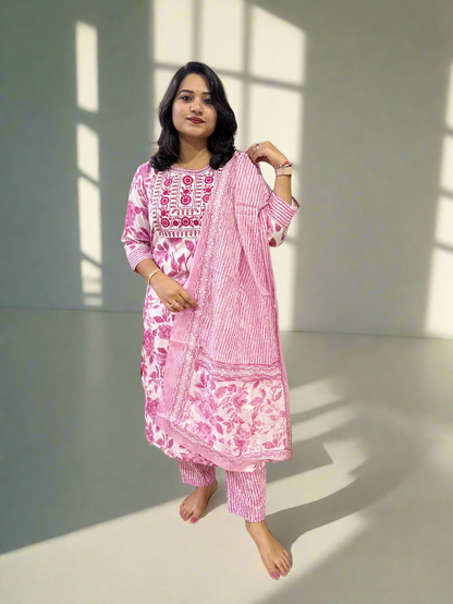 Pink Rayon Kurta Set - Just 1050