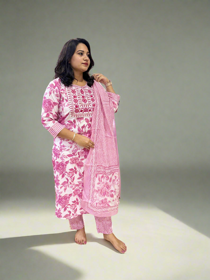 Pink Rayon Kurta Set - Just 1050