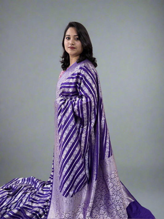 Handloom Banarasi Mashru Khaddi Katan Silk Saree