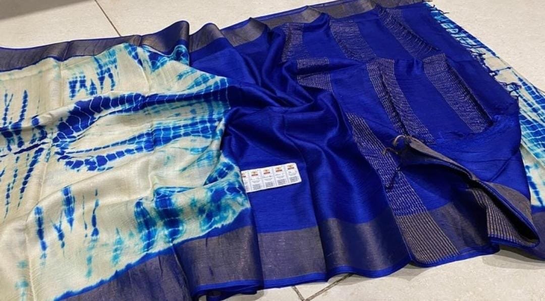 Exclusive Shibori Katan Silk Saree - Mani's Fashions