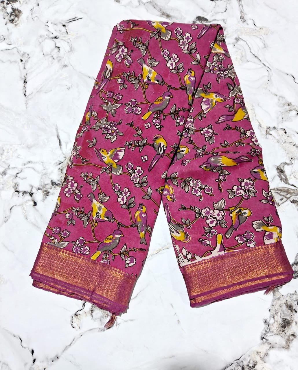 New arrival Exquisite Handloom Nellore Silk Saree with Kalamkari Print & Nizam Border - Mani's Fashions