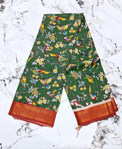 New arrival Exquisite Handloom Nellore Silk Saree with Kalamkari Print & Nizam Border - Mani's Fashions