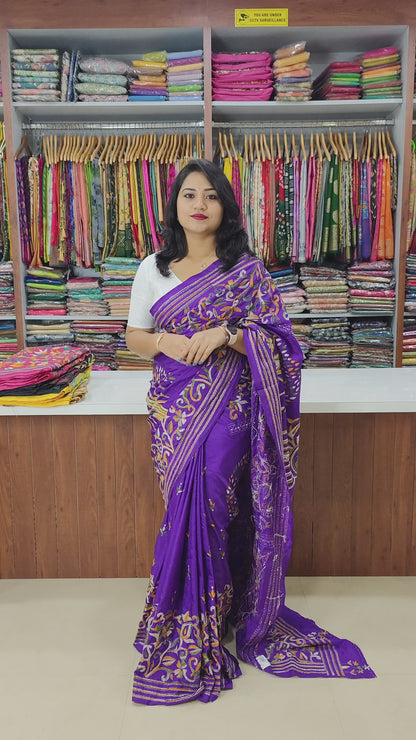Elegance Redefined: The Blended Bangalore Silk Kathastitch Saree**