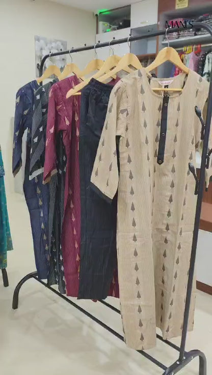 Chanderi Cotton Kurti 3PC set