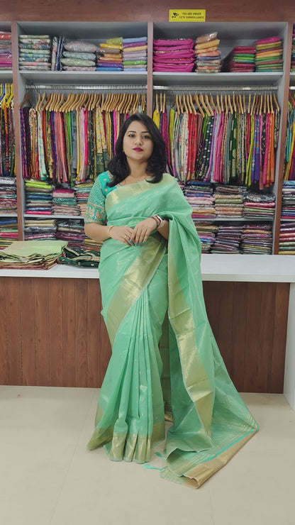 Soft silk Saree with Partially Stitched Adjustable Blouse
