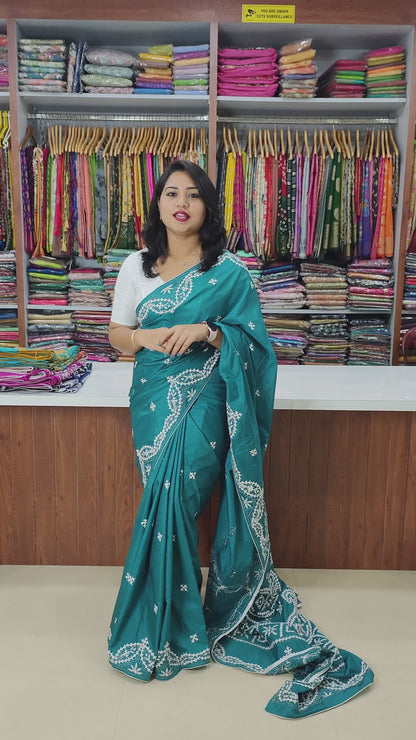 Heritage Elegance: Handcrafted Gujarati Work Saree on Premium Bengalor Silk