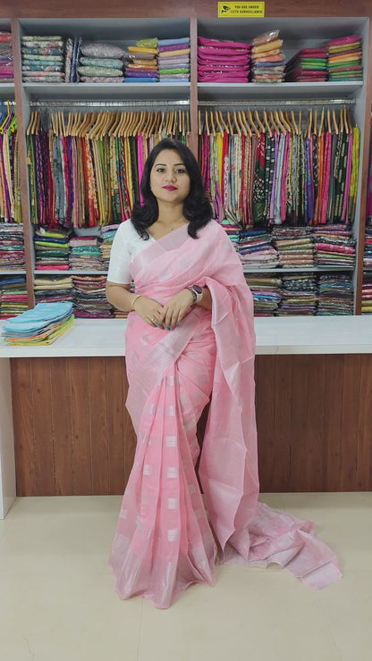 Lustrous Linen Silver Zari