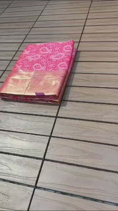 Enchanting Elegance: Handloom Lucknowi Saree with Paithani Meena Kari Pallu