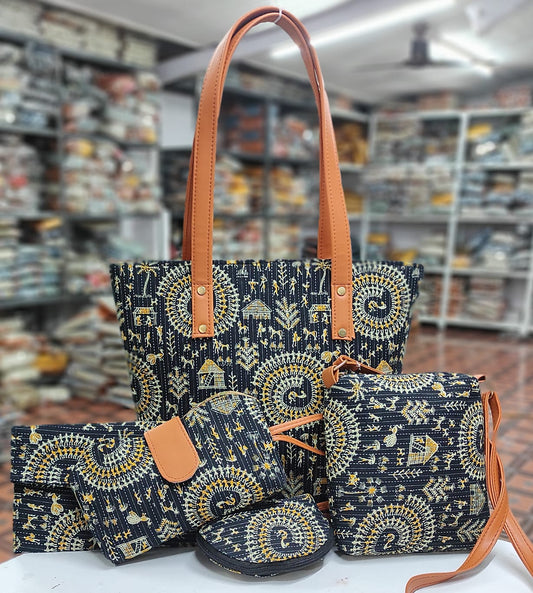 Beautiful Ikkat Print Handbags Combo