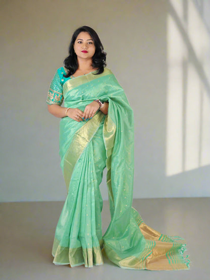 Soft silk Saree with Partially Stitched Adjustable Blouse