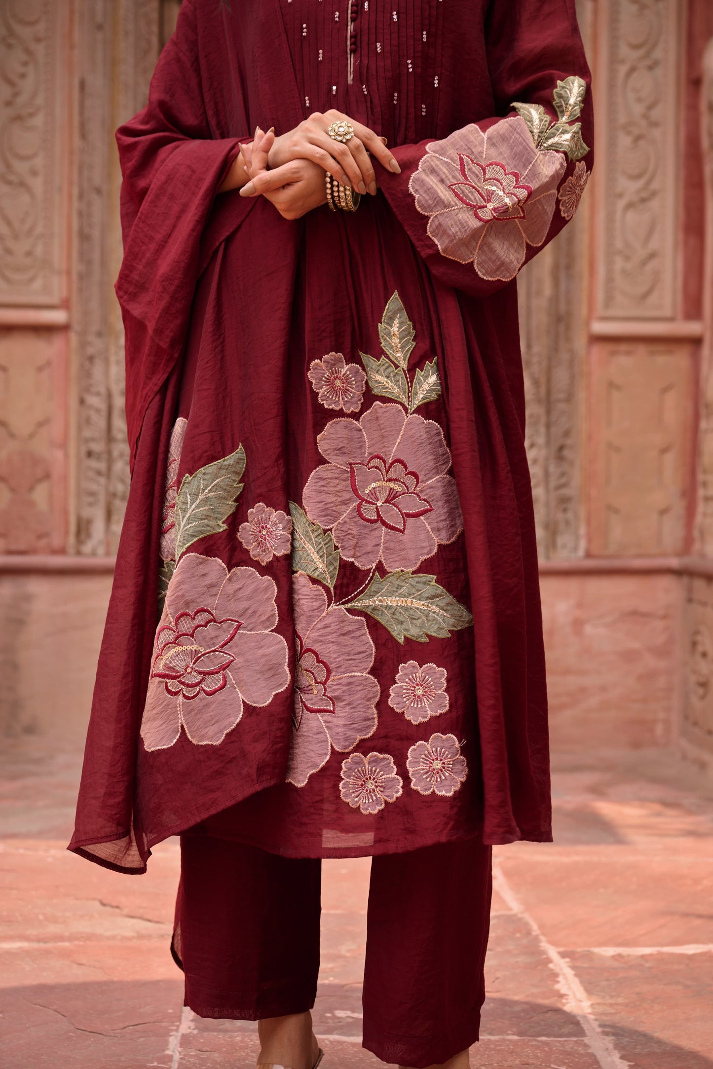 Women's Mul Chanderi Embroidered Kurta Pant Dupatta Set – M to XXL