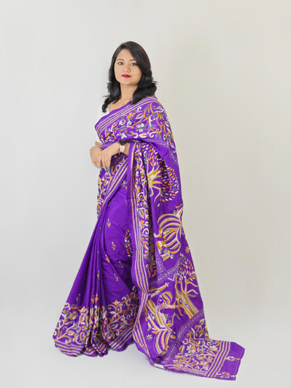 Elegance Redefined: The Blended Bangalore Silk Kathastitch Saree**