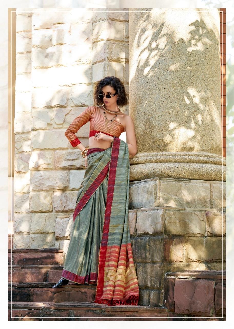 Handloom Style Katan Silk Saree with Red Zari Border – Elegant Office & Festive Wear Saree for Women