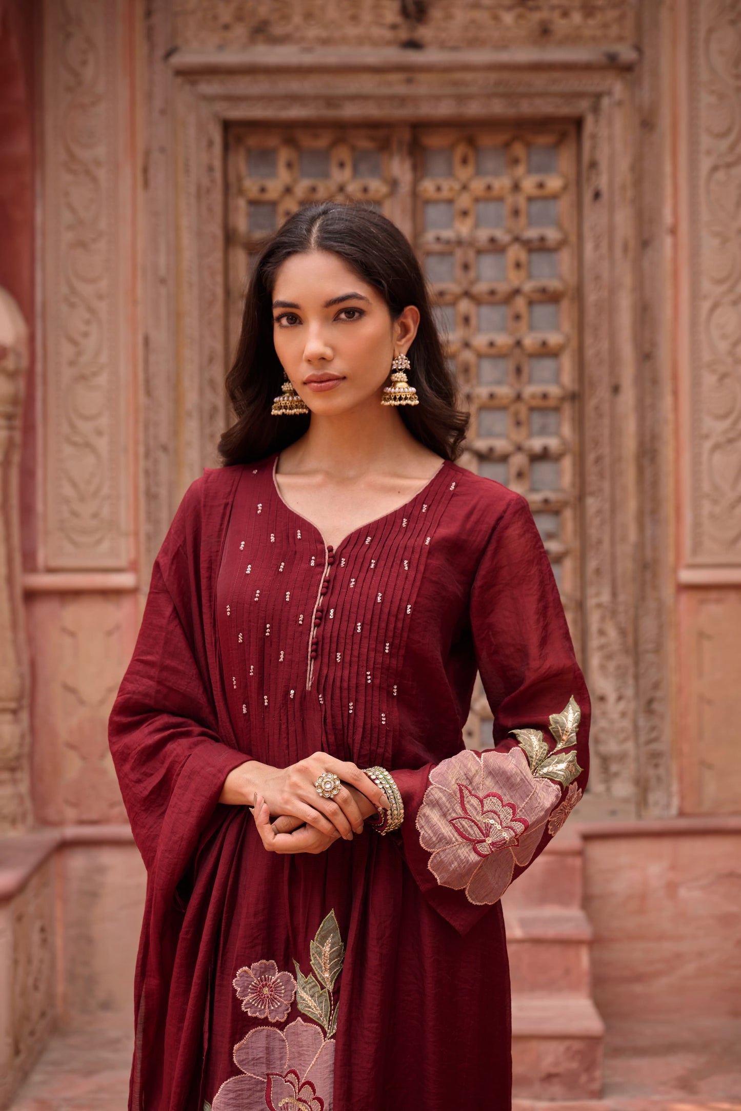 Women's Mul Chanderi Embroidered Kurta Pant Dupatta Set – M to XXL