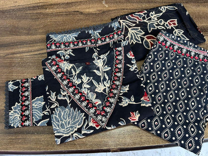 Black Afghani Pattern 3 Pc set