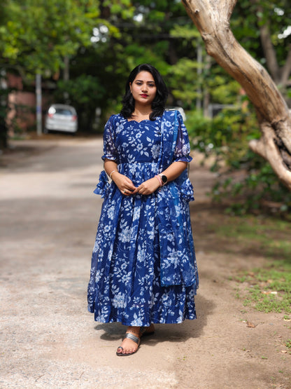 Peal Blue Organza Suit Set