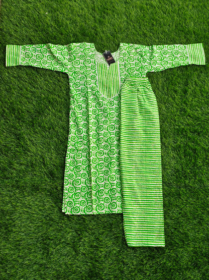 On Sale Now - Summer Jaipuri Kurti Pant Set Green