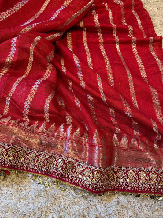 Pure Ghicha Silk Cotton Saree handloom Banarasi