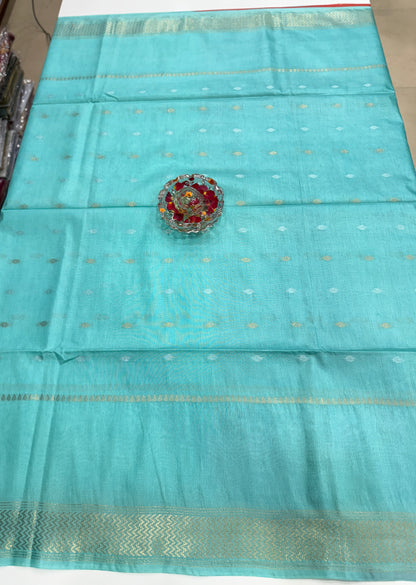 Semi Cotton Silk Saree with 2D Woven Buttas and Contrast Pallu – Elegant Daily and Festive Wear Saree