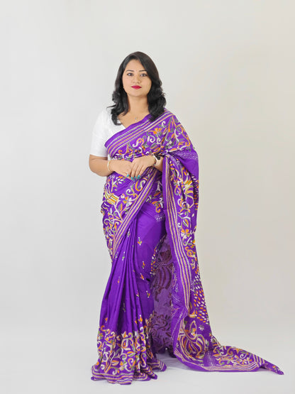 Elegance Redefined: The Blended Bangalore Silk Kathastitch Saree**