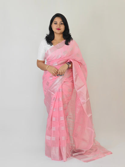 Lustrous Linen Silver Zari