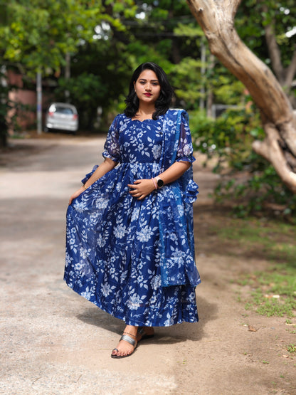 Peal Blue Organza Suit Set