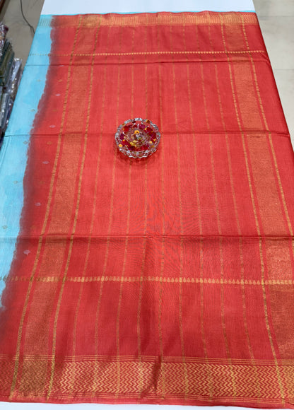 Semi Cotton Silk Saree with 2D Woven Buttas and Contrast Pallu – Elegant Daily and Festive Wear Saree