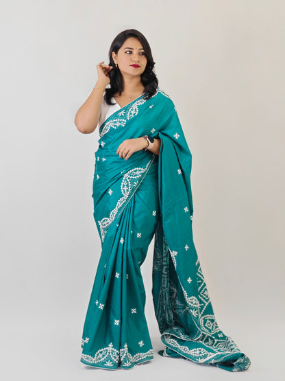 Heritage Elegance: Handcrafted Gujarati Work Saree on Premium Bengalor Silk