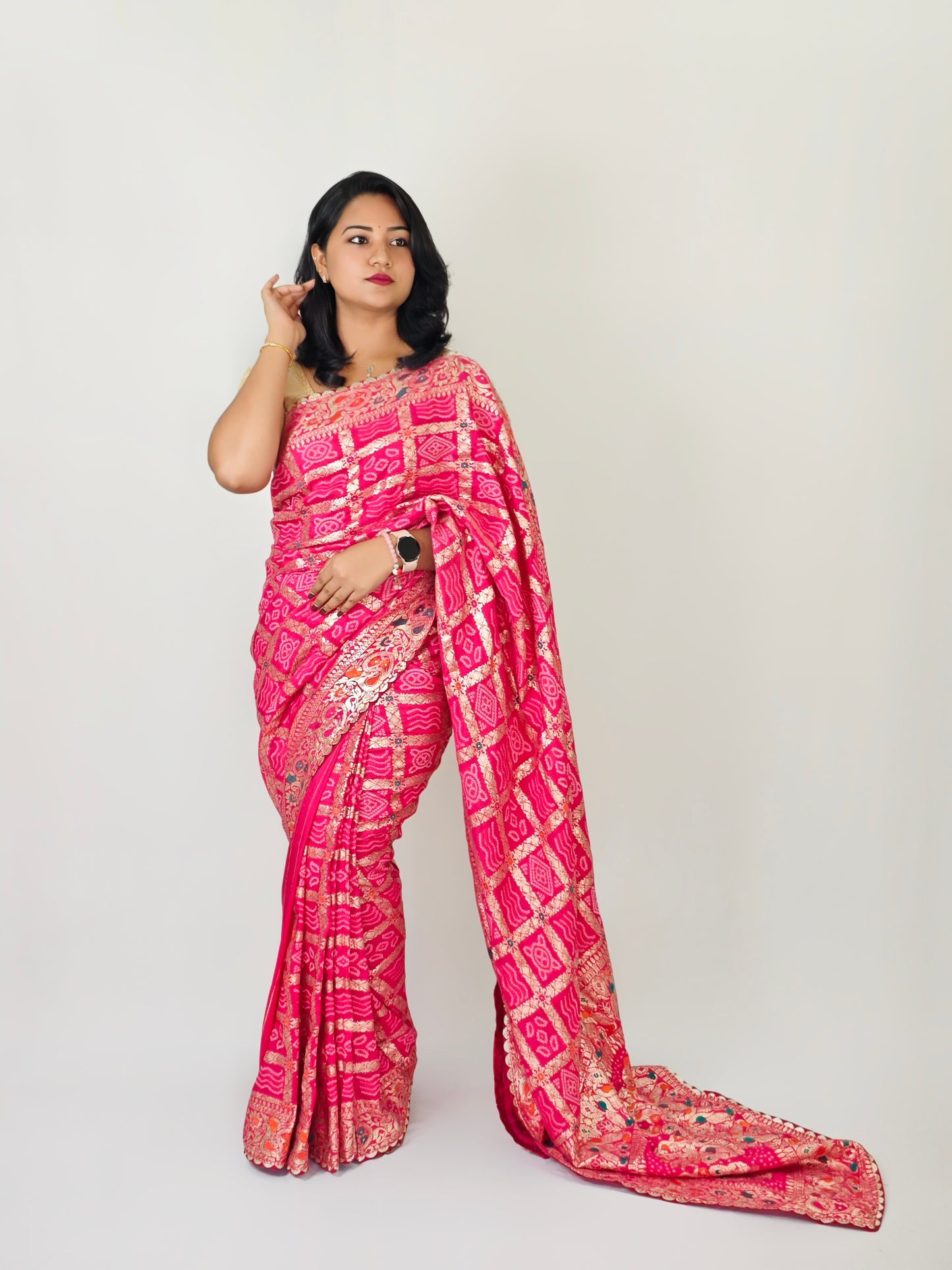 Meenakari Majesty : Bhandej Bliss - 10% Off and Free Shipping