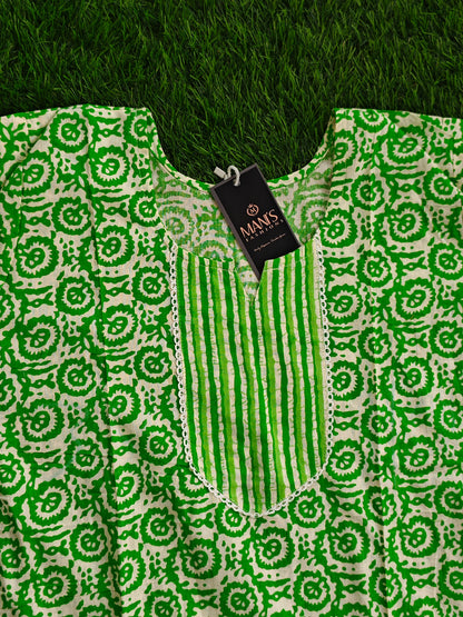 On Sale Now - Summer Jaipuri Kurti Pant Set Green