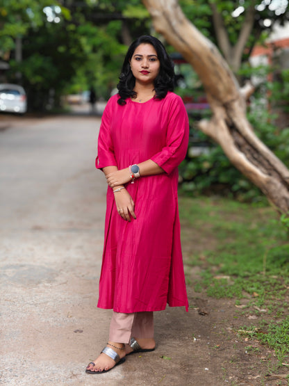 CHINNON SOLID PINK COORD SET JW955