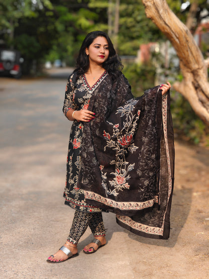 Black Afghani Pattern 3 Pc set