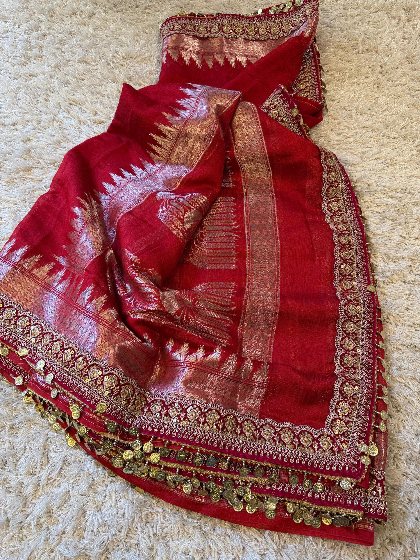Pure Ghicha Silk Cotton Saree handloom Banarasi