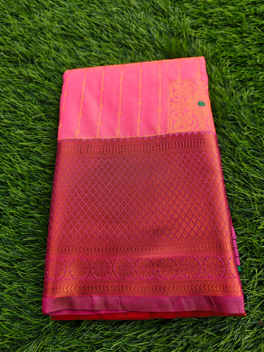 Dharmavaram Silk Saree with Intricate Meena Work and Blouse Piece for Women