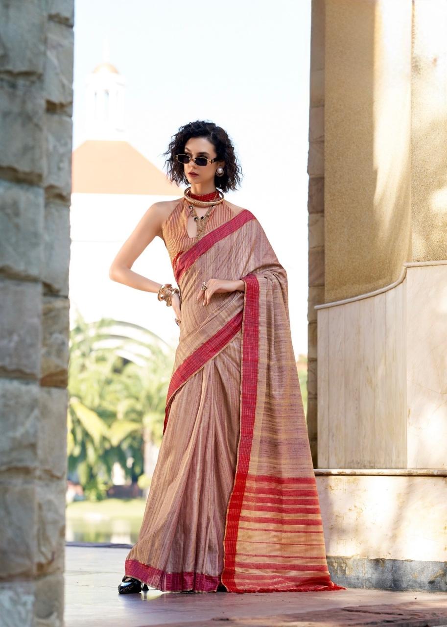 Handloom Style Katan Silk Saree with Red Zari Border – Elegant Office & Festive Wear Saree for Women