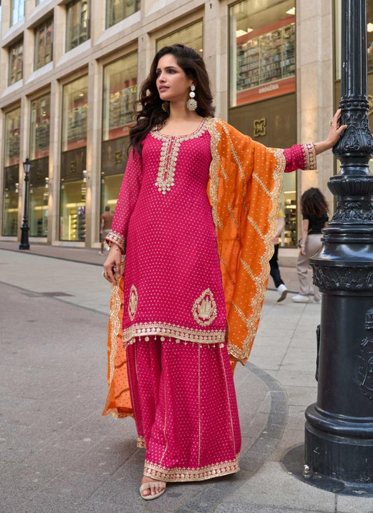 Viscose Jacquard Silk Embroidered Sharara Set for Women with Dupatta – XL Size