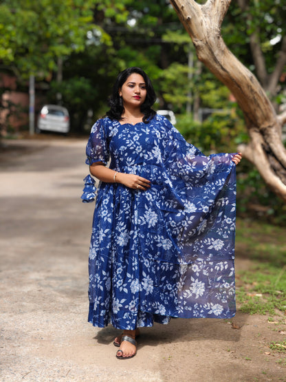 Peal Blue Organza Suit Set