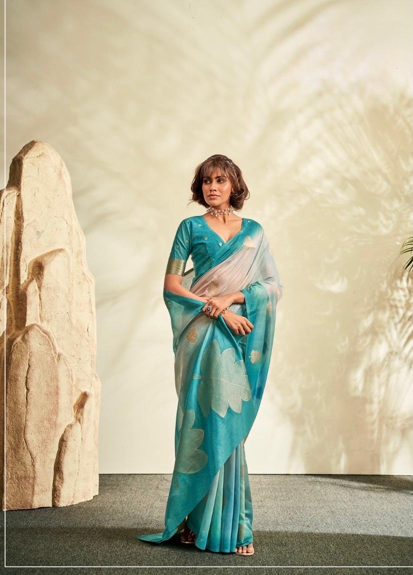Soft Handloom style Silk Saree with Zari Leaf Weaving and Gradient Shading – Festive Wear Saree for Women
